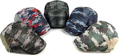 Vista 2 de Newsboy - Gorra de algodón para hombre, diseño de camuflaje, ajustable, ajustable, plano, suave, para caza y golf