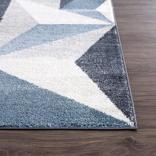 Vista 4 de Abani Rugs - Alfombra contemporánea con triángulos geométricos, rectangular, resistente a las manchas turcas de 5 x 8 pies, gris y azul