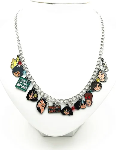 Vista 4 de TKLPP Collar con dije de Encanto Madrigal de la familia con dibujos animados de metal de Maribel Bruno Isabella Encanto para mujer y niña, Zinc, 0
