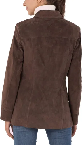 Vista 3 de BGSD Abrigo de cuero de gamuza para mujer (regular, talla grande y pequeña)