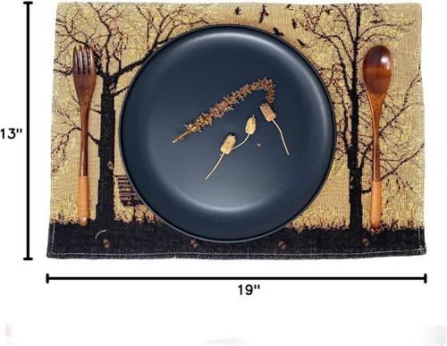 Vista 10 de DaDa Bedding - Juego de 4 manteles individuales de algodón y lino para mesa de comedor, 13 x 19 pulgadas