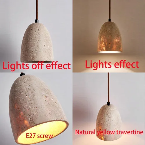 Vista 7 de Luces colgantes de piedra natural de mediados de siglo, lámpara colgante japonesa Wabi-Sabi para isla de cocina, lámpara colgante para fregadero