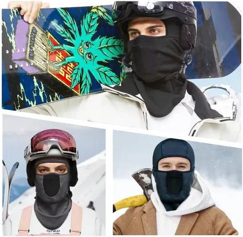 Vista 6 de SAITAG Pasamontañas Máscara de esquí cálida para clima frío invierno esquí snowboard motociclismo pesca en hielo para hombres