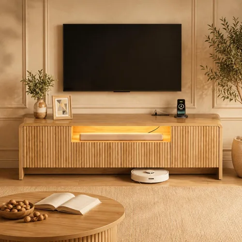 Vista 13 de YESHOMY Soporte de consola de TV de 3 piezas para televisores de hasta 85 Negro