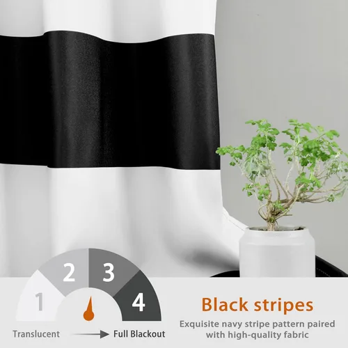 Vista 8 de DriftAway Cortinas negras con rayas para oscurecimiento de habitación, cortinas con ojales clásicas de rayas horizontales para dormitorio, sala