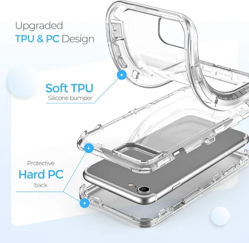 Vista 3 de ORIbox - Funda compatible con iPhone 7 Plus, compatible con iPhone 8 Plus, resistente a prueba de golpes, anticaída, funda transparente