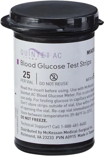 Vista 3 de McKesson Quintet AC Tiras de prueba de glucosa en sangre - Codificación automática, tiras de electrodos nobles, para autoprueba y pruebas