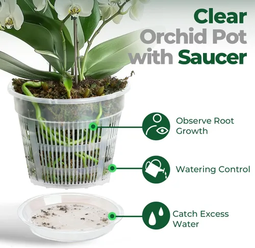 Vista 5 de T4U Clear Orchid Pots 9 Pack 4.3 5.5 6.3 Inch, Orchid Pot Holes Repotting