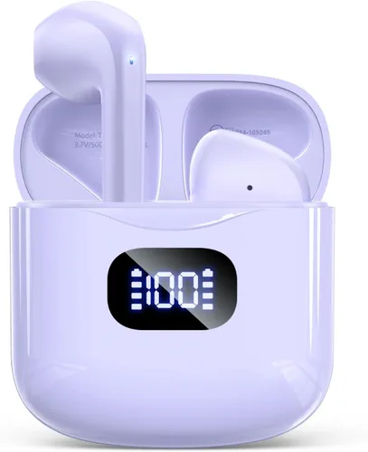Vista 7 de KTGEE Auriculares Inalámbricos Bluetooth 5.3, Auriculares Estéreo de 40 Horas de Reproducción con Estuche de Carga con Pantalla LED, Auriculares