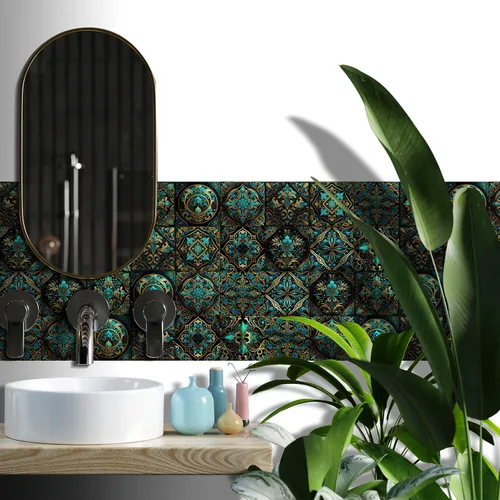 Vista 63 de Alwayspon Adhesivo para azulejos de pared moriscos para despegar y pegar, calcomanías de vinilo autoadhesivas para azulejos de cocina y baño, 4 x 4