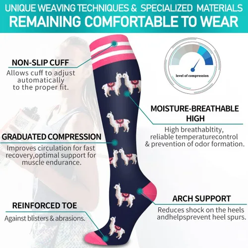 Vista 5 de Calcetines médicos de compresión de cobre para mujeres y hombres (6 pares), el mejor apoyo para correr, atletismo, enfermería, viajes