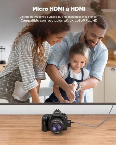 Vista 8 de Highwings - Cable micro HDMI a HDMI 4K de 1 pie, 4K a 60 Hz Gris