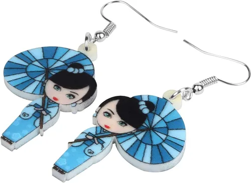 Vista 35 de DUOWEI Aretes de acrílico estilo japonés con diseño de anime para muñeca, colgantes, joyería para mujer