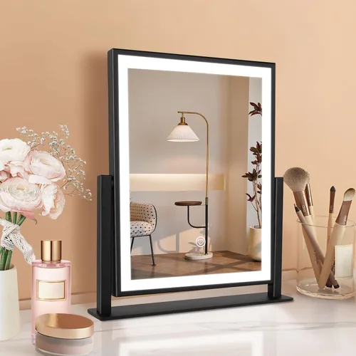 Vista 9 de Beelux Espejo de tocador con luces, espejo de maquillaje de 11 pulgadas con luz regulable, control inteligente, memoria, ajustable 3 modos