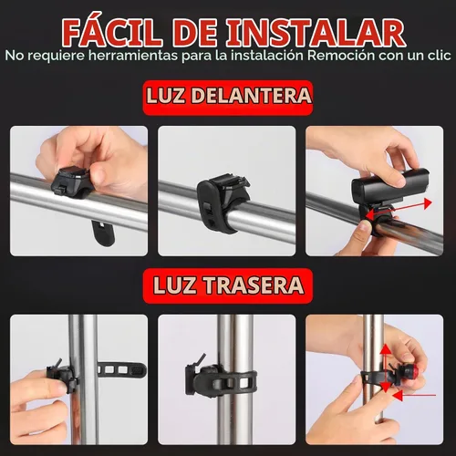 Vista 8 de Luces de bicicleta de 6000 mAh para conducción nocturna, luces brillantes de bicicleta de 1200 lúmenes, luces de bicicleta recargables USB