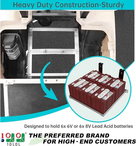 Vista 2 de 10L0L Bandeja de batería de aluminio para carritos de golf eléctricos EZGO TXT/Medalist, Freedom TXT y Valor 36V/48V 1994+, reemplazo 70046-G01