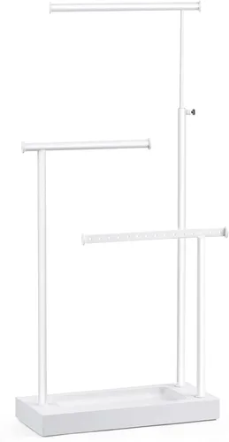 Vista 14 de SRIWATANA Soporte Organizador de Joyas, Soporte para Collar Extra Alto, Soporte para Joyas, Idea de Regalo (Rosa y Blanco)