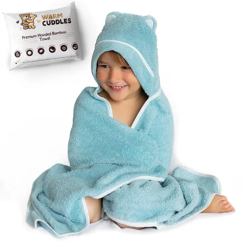 Vista 13 de Toallas prémium con capucha para niños pequeños, toalla de baño de rayón extra suave de bambú (beige)