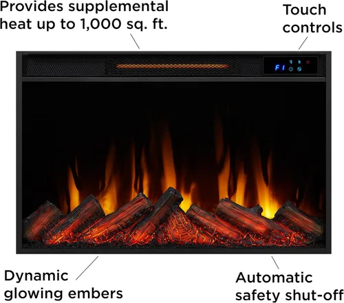 Vista 8 de Real Flame Crawford - Chimenea eléctrica delgada para interiores de 48 pulgadas con repisa para sala de estar o dormitorio, inserto de chimenea