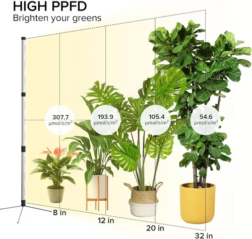 Vista 4 de SANSI Luz de Crecimiento Vertical, Luz de Crecimiento T10 de Pie para Plantas de Interior, Luz de Plantas de Espectro Completo de 80W 144 LEDs