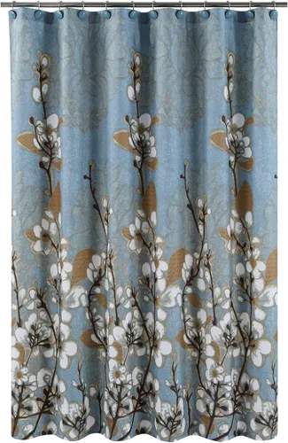 Vista 7 de Hanakotoba - Ganchos decorativos azules para cortina de ducha, diseño de bolas de anillo enrollable, ganchos para cortinas de baño, juego de 12
