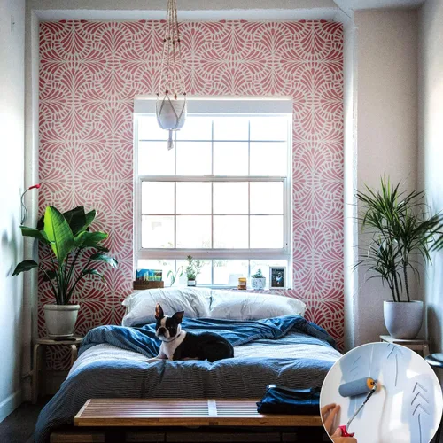 Vista 3 de Plantillas geométricas grandes de 12 pulgadas para manualidades, plantillas reutilizables de pintura de cara y pared para arte y decoración