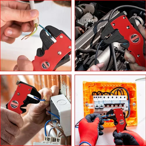 Vista 7 de WISEUP Pelacables y cortador automático de tiras rápidas, alicates de punta de águila (7 pulgadas), cortador de cables 2 en 1 para cables