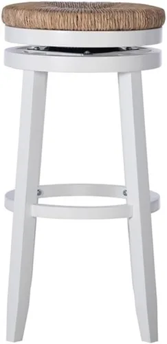 Vista 4 de Linon Morgan - Taburete giratorio de 31.5 pulgadas con asiento de madera pintada de color blanco