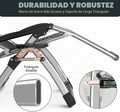 Vista 6 de MOPHOTO Silla de gravedad cero, silla de salón acolchada para exteriores con mesa lateral, silla reclinable de gravedad cero, silla reclinable
