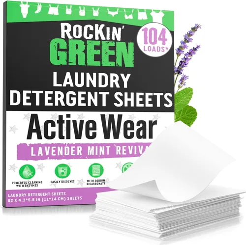 Vista 17 de Rockin' Green Detergente para Ropa, A Base de Plantas, Detergente en Polvo Totalmente Natural para Ropa, Vegano y Biodegradable Combate Olores