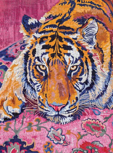 Vista 5 de Cross & Glory - Tapiz de tigre bohemio - Rompecabezas de 1000 piezas para adultos Diseño intrincado de alfombra marroquí Acabado satinado