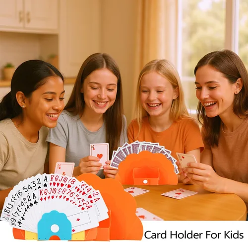 Vista 6 de Portadores de Cartas para Jugar Cartas: Portadores de Cartas de Plástico Portátiles sin Manos para Niños, Regalo para Fiestas de Póquer y Noches