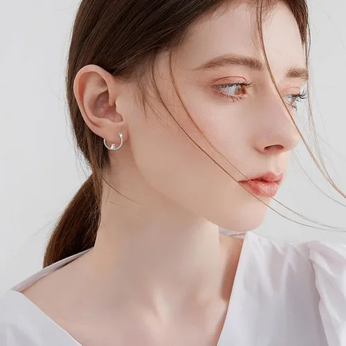 Vista 116 de VONALA Bonitos aretes de aro de plata de ley 925, regalos de cumpleaños para mujer