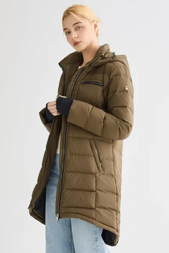 Vista 35 de Orolay - Chaqueta de plumón para mujer, abrigo de longitud media
