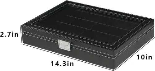 Vista 7 de ByKen Organizador de lentes de sol para mujeres y hombres, vitrina de gafas, caja de colección de lentes de sol de fibra de carbono, caja