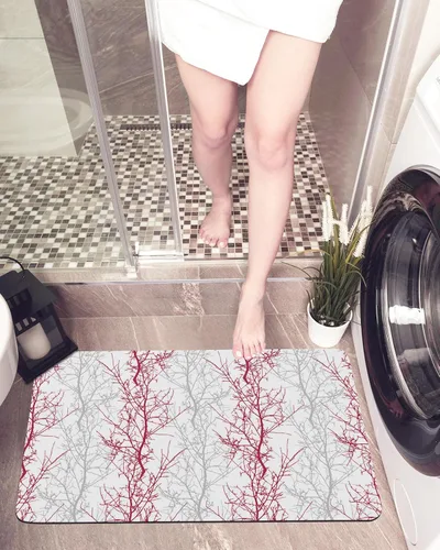 Vista 5 de Tapete de baño gris degradado para bañera, antideslizante, de secado rápido y absorbente, tierra de diatomeas, cocina, ducha, fregadero, lavable