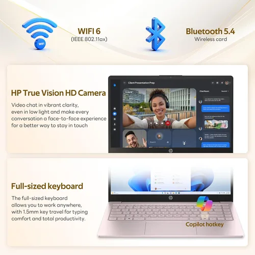 Vista 5 de Laptop personalizada, creada con laptop HP de 14 pulgadas, Office 365 de 1 año, Intel N150 Quad-Core, 16 GB de RAM, SSD PCIe de 512 GB, con UFS
