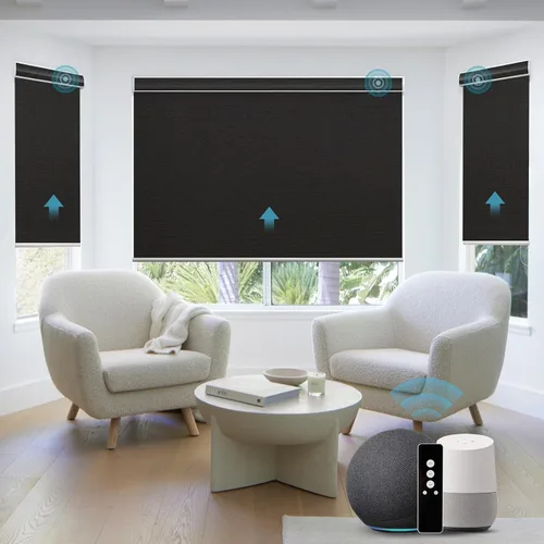 Vista 10 de SmartWings Z-Wave/Zigbee Smart - Persianas enrollables, vinilo beige Persianas motorizadas eléctricas 100% opacas con control remoto, persianas