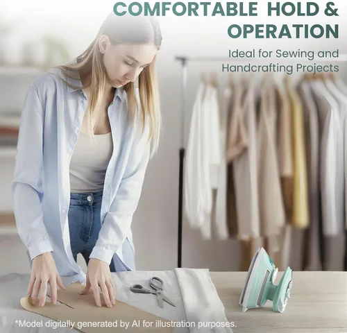 Vista 6 de PIOMATIC Mini plancha de vapor de viaje para ropa con doble voltaje, control de temperatura, suela antiadherente y almacenamiento de cables, ideal