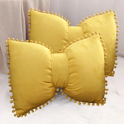 Vista 15 de 14x20 Fundas de almohada decorativas con pompones y lazos de terciopelo para habitación, cama, sofá, sofá cama, azul x2