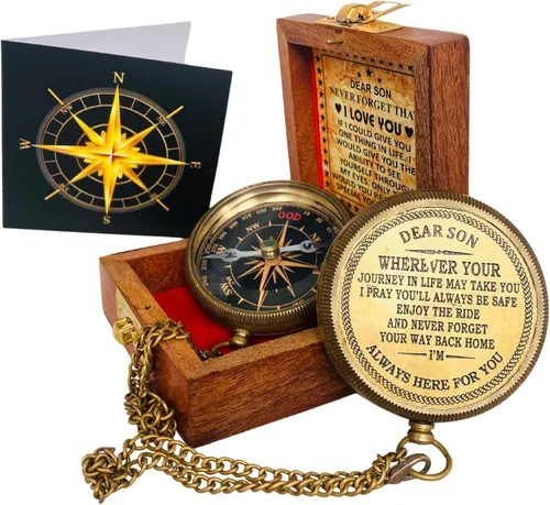 Vista 10 de Regalo para hijo de mamá y papá Brújula grabada de 5 cm - Regalos del padre al hijo, regalos de mamá al hijo para graduación 2025, bautizo