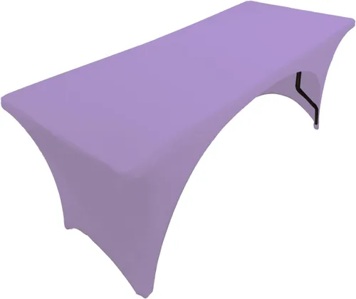 Vista 7 de Mantel de elastano color burdeos de 6 pies para mesa plegable rectangular ajustable