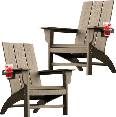 Vista 13 de Silla Adirondack moderna, sillas de patio de plástico HDPE para todo tipo de clima, silla para hoguera, sillas de césped al aire libre para terraza