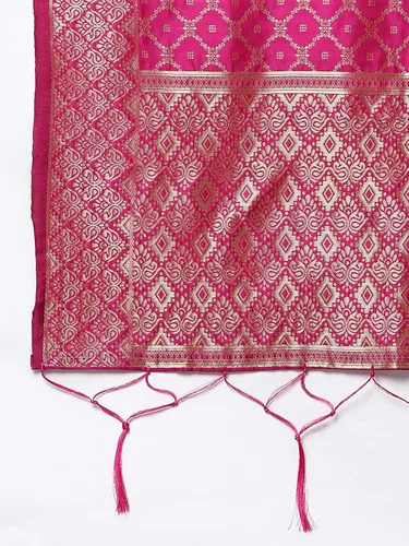 Vista 3 de Indian Hawker Dupatta Banarasi - Borlas y flecos de seda para mujer