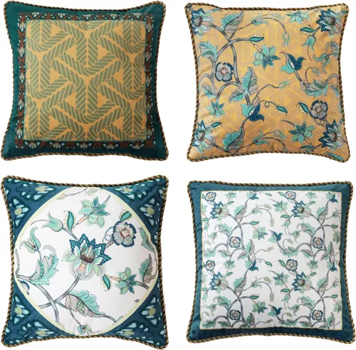 Vista 16 de Patdrea Designer - Juego de 4 fundas de almohada de terciopelo vintage, diseño de Botticelli Elegant Lumbar Ruffle Pillow Case with Zipper,Green