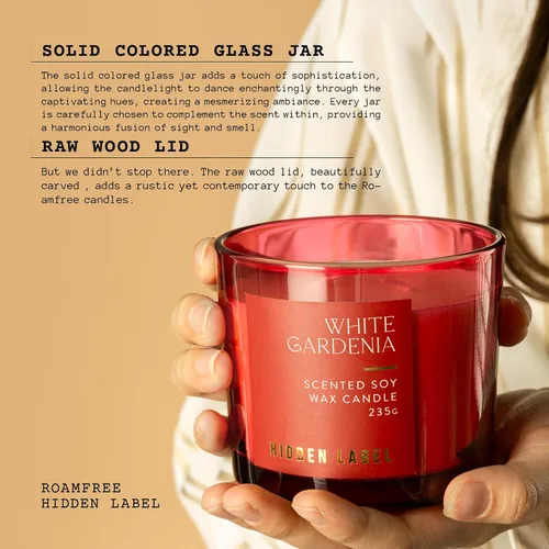 Vista 6 de White Gardenia Vela perfumada, vela de soja de 2 mechas, velas en tarro de lujo, velas aromáticas para el hogar, 45 horas de combustión, 8.3 onzas