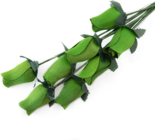 Vista 92 de 6 rosas de madera negras medio abiertas para manualidades, ramos personalizados y otros proyectos. 16 colores para elegir. Negro