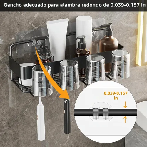 Vista 3 de Paquete de 6 ganchos adhesivos de repuesto para regadera, ganchos de ducha fuertes para estantes
