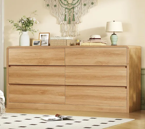 Vista 13 de TEENFON 55" Dresser for Bedroom with 6 Drawers, Black Dresser with Metal Slide, Bedroom Dressers, Wood Dressers & Chests of Drawers for Bedroom
