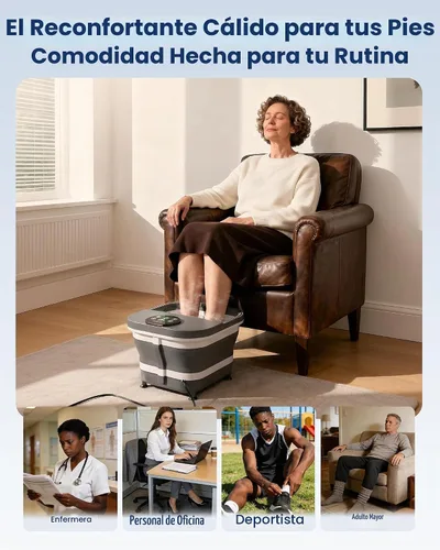 Vista 8 de Masajeador de baño de spa de pies mejorado 2026 con calor, bañera plegable 2-Gris